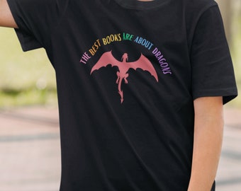 Best Books Are Dragon Books Wings Fan Shirt Dragon Books Lover Shirt Boys Dragon Tee Reader top Youth Dragon Shirt Fire Shirt Rainbow Shirt