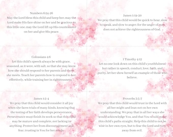 Baby Girl Blessings Pink Watercolor - Bible Verse Prayers - Baby Shower Activity - Instant Printable Download