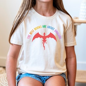 Best Books Are About Dragons Shirt Youth Short Sleeve Tee KIDS Book Lover Shirt Magic Shirt Wings Fan Shirt Youth T-Shirt Reader Top Girls