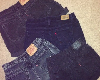 LEVIS Shorts negros de cintura alta / Shorts vintage de cintura alta Levi / Levis / shorts cortados / todas las tallas XS / S / M L XL / Plus