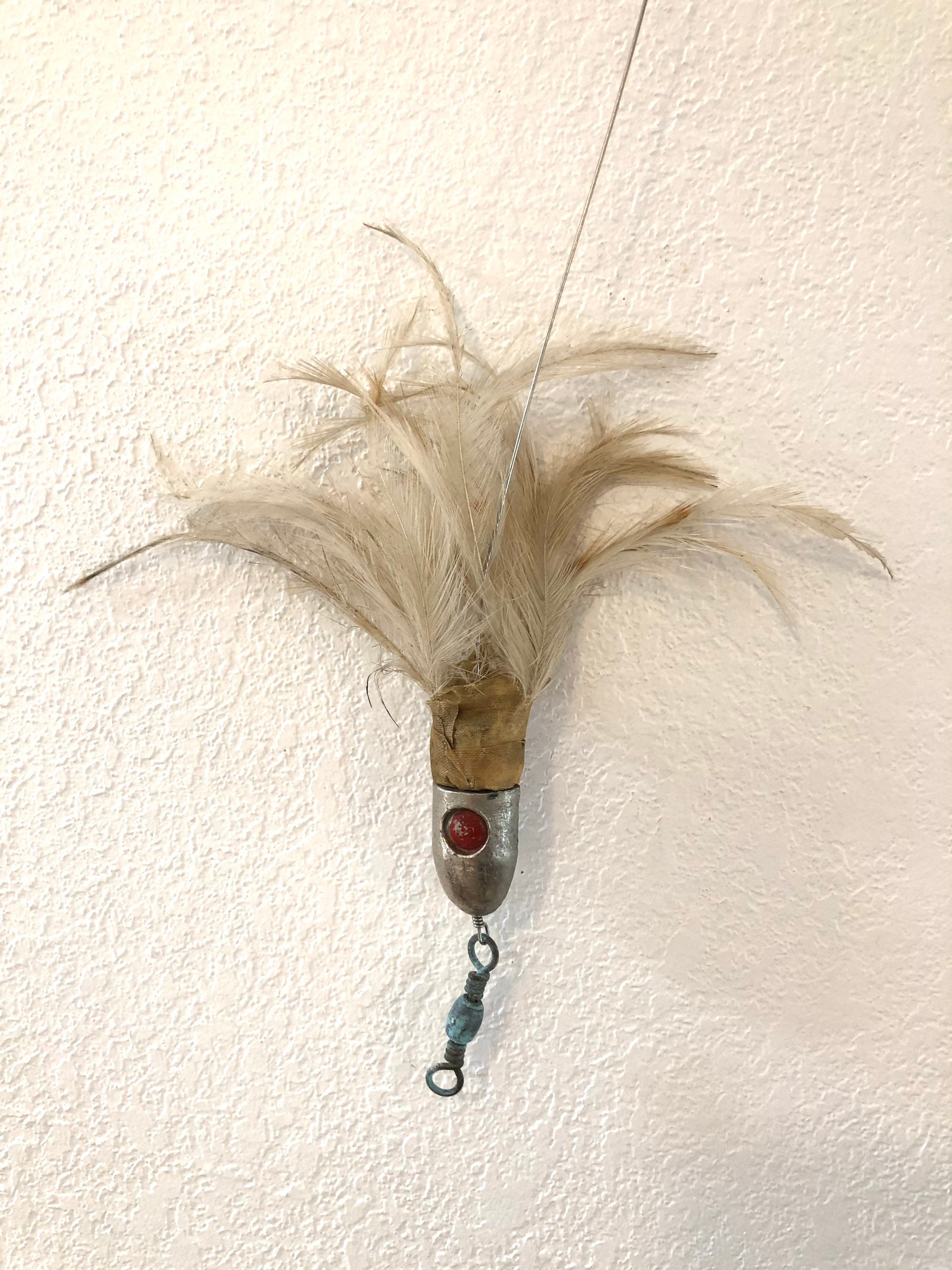 Vintage Lead Head Fishing Lure Jig With Feathers Tackle -  Canada