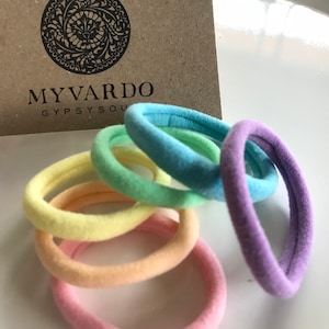 Pastel Rainbow Snag Free Hair Band Packs for School, Hairbands for Dreads, Hair Elastics for Thick Hair, Pony Tail Holder, Gifts under 10