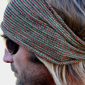 NARROW / REGULAR Mens Rasta Knit Headband, Hippie Headband, Colourful Headwrap, Headbands for Guys Men, Festival Headband, Hair Accessories