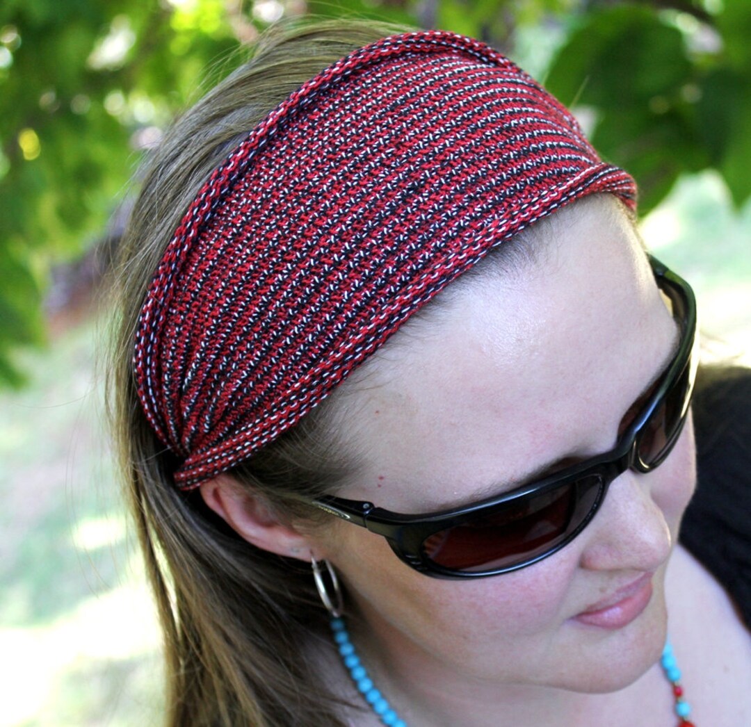 REGULAR Width Red Knit Headband, Sweatband, Mens Headband, Dreadlock