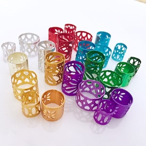 Multicolor Dreadlock Soft Metal Hair Beads, Grab Bag Dread or Braid Beads Bulk Set of 30 or 50, Hair Jewelry, Colourful Hair Accessories