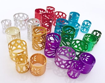 Multicolor Dreadlock Soft Metal Hair Beads, Grab Bag Dread or Braid Beads Bulk Set of 30 or 50, Hair Jewelry, Colourful Hair Accessories