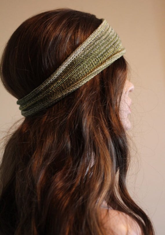 NARROW Hippie Knitted Headband, Natural Yoga Headbands, Boho