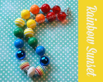 Rainbow Red Yellow Blue Pride Chunky Necklace Rainbow Spectrum Jewelry Autism Mom Autism Child LGBTQ Rainbow Necklace