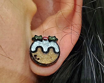 Christmas pudding stud earrings - Unique gift - Christmas stocking filler -