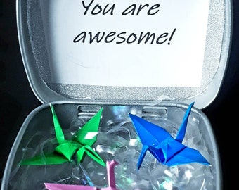 Hug in a box with origami cranes -supportive-motivational-great and original gift! FREE UK SHIPPING!