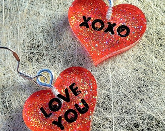 Red heart resin earrings - perfect gift for a loved one!
