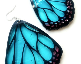 Butterfly big wings dangles earrings - Unique gift - Different colours to choose!