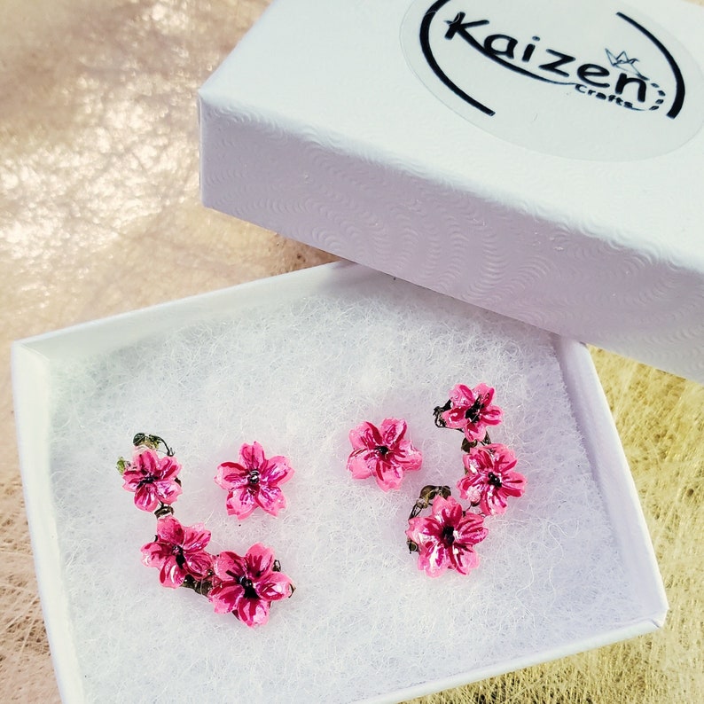 Cherry Blossom / Sakura stud earrings Unique gift image 1