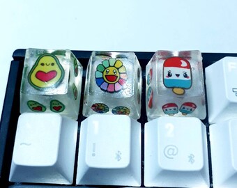 Artisan Keycaps - ESC key - oem and sa profile -  Kawaii Edition! - Happy Avocado - Flower Power - Giddy Ice Cream -