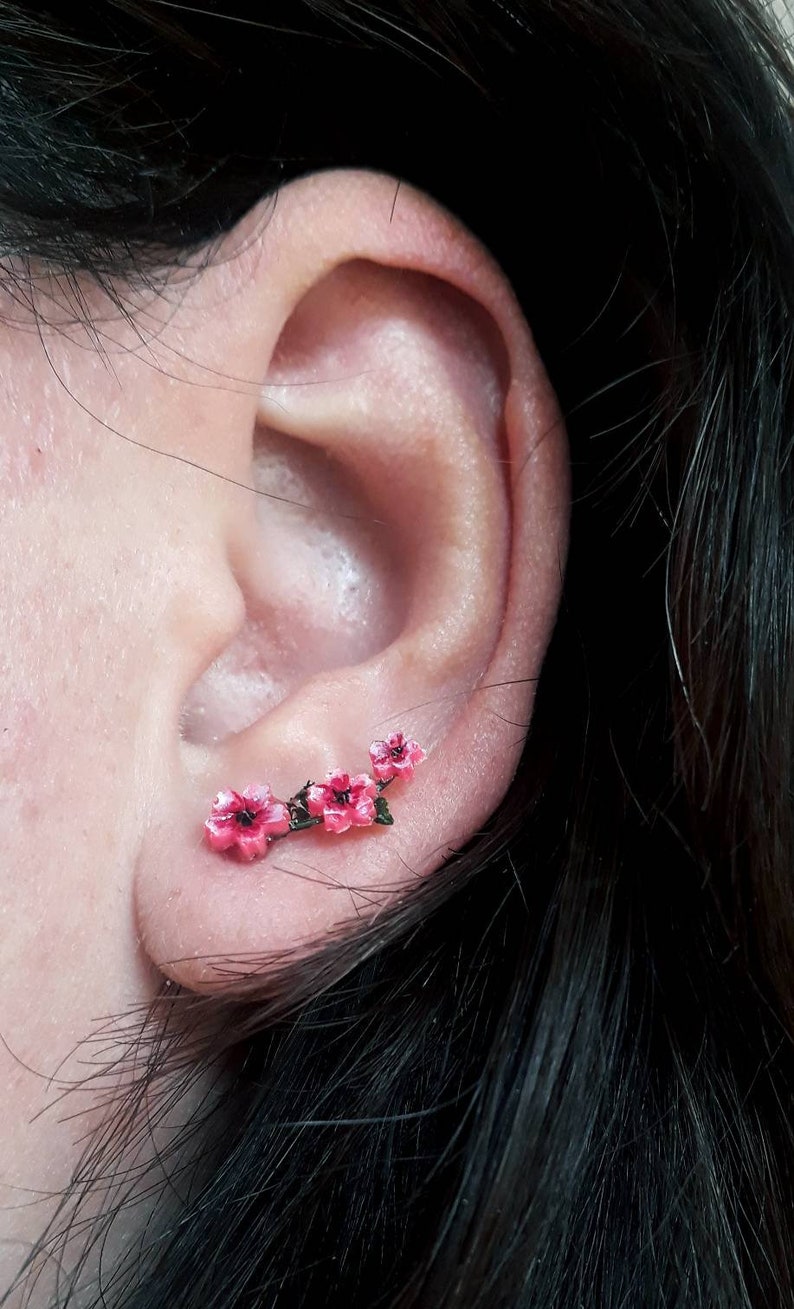 Cherry Blossom / Sakura stud earrings Unique gift image 3
