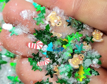 10 grams Christmas ginger snap glitter mix- holographic! - perfect for DIY and crafts! -