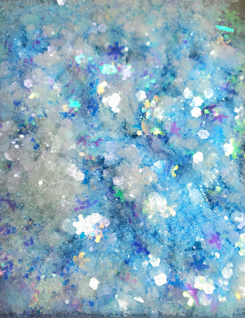 10 grams Snowy frozen glitter mix glows in the dark perfect for DIY and crafts image 1