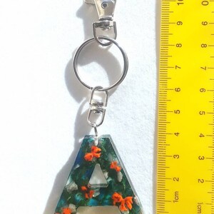 Letter Initial Keychain Koi Fish Resin Key Ring Glow in the dark image 6