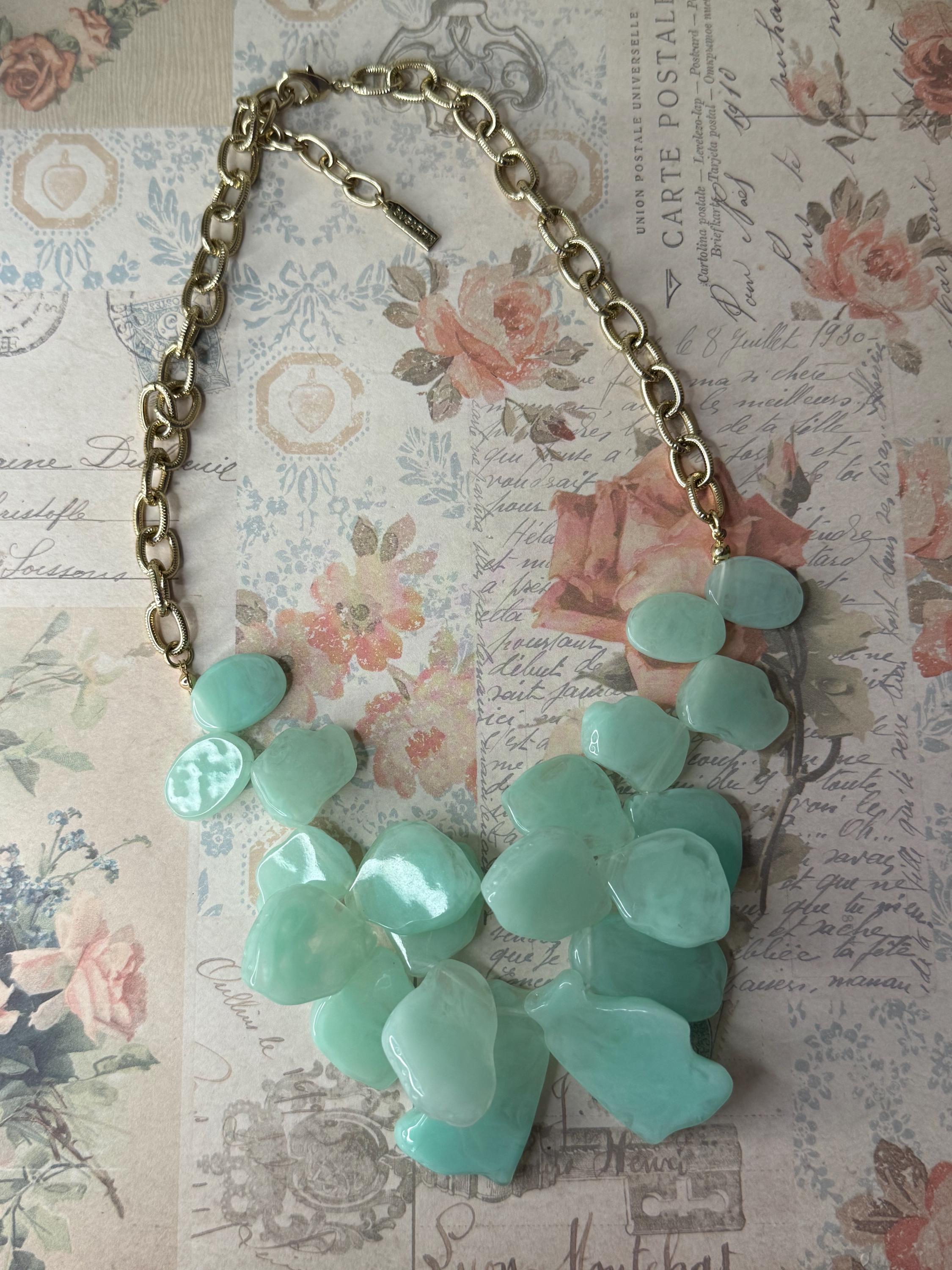 Sugarfix by Baublebar Mint Green Statement Necklace, Chunky Bib
