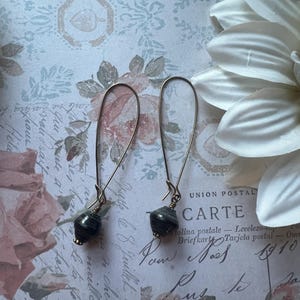 Boho Paper Bead Earrings: Black & Gold Dangles, Sustainable Jewelry
