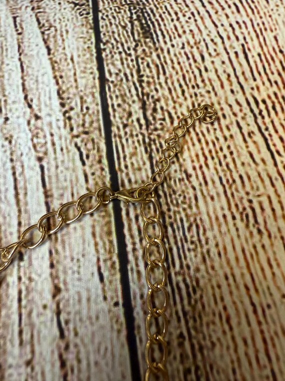 Mint Green Bib Necklace: Gold Tone Geometric Squa… - image 4