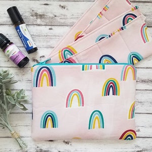 Small Essential Oil Bag in Rainbow, Travel Case, Oil Case, Cosmetics Bag, Organizer