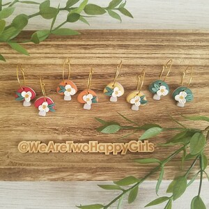 Choose your color, Mushroom Collection, Handmade polymer clay earrings, lightweight earrings, boho, cottage core, autumn, floral earrings