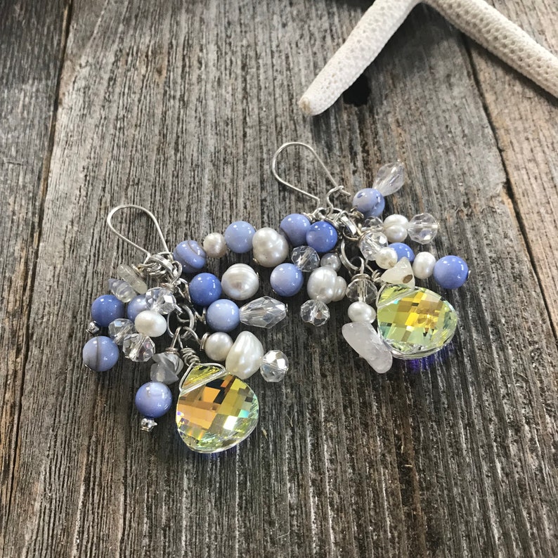 Periwinkle shell and pearl earrings