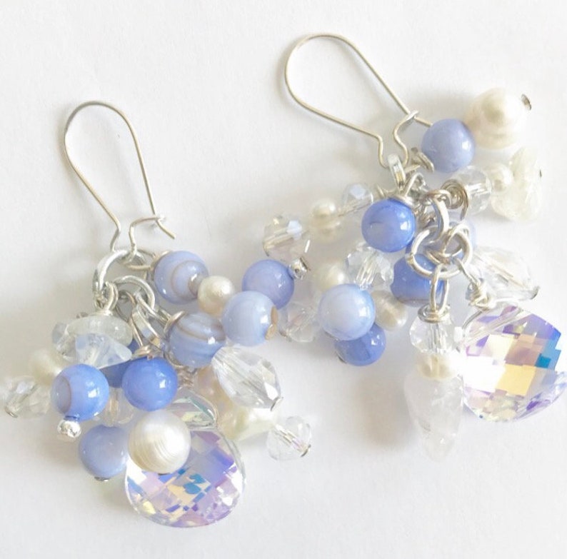 Periwinkle shell and pearl earrings