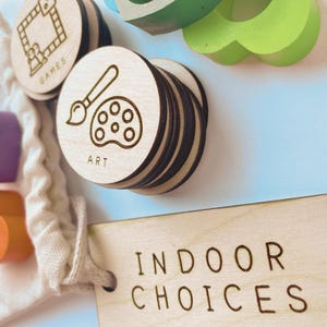 Montessori Wooden Activity Choice Tokens | Autism ADHD Screen-Free Play (6 Tokens) image 6