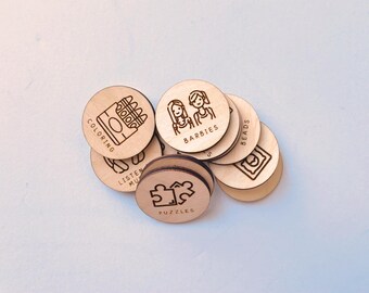 Wooden Routine Tokens – Autism ADHD Montessori Visual Schedule Aids