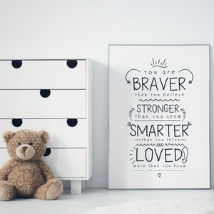 You Are Braver Than You Believe | Kids Motivate | Classroom Poster | Motivational Quote | Winnie The Pooh Quote | Always Remember | Digital