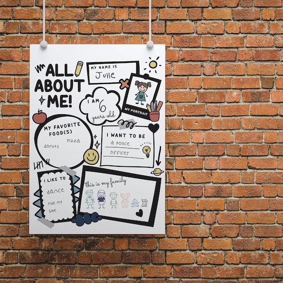 All About Me Poster: Student Back to School Printable (Editable in Corjl)