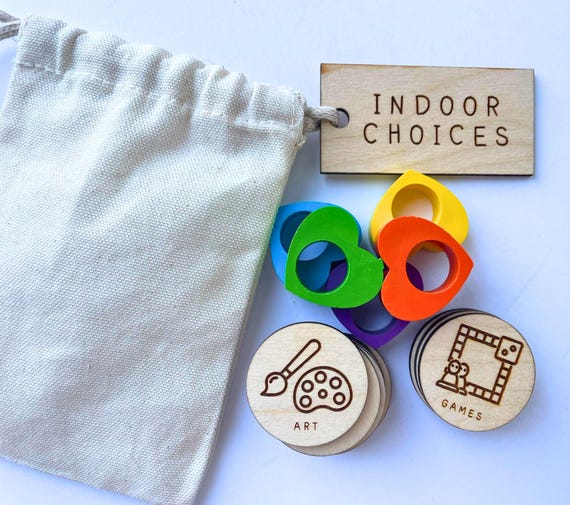 Montessori Wooden Activity Choice Tokens | Autism ADHD Screen-Free Play (6 Tokens)