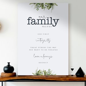 Family Values | Family Print | Family Rule Printable | DIY Template Sign | Motivational Quote | Family Values Sign | Printable Value Poster