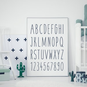 Digital Download | Instant Download | Homeschool Prints Handwriting Alphabet and Numbers Chart | Playroom Wall Hanging | Classroom Posters