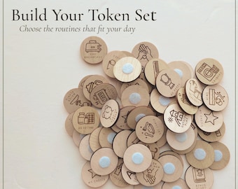 Engraved Wooden Routine Tokens | Visual Schedule, Autism, ADHD Support