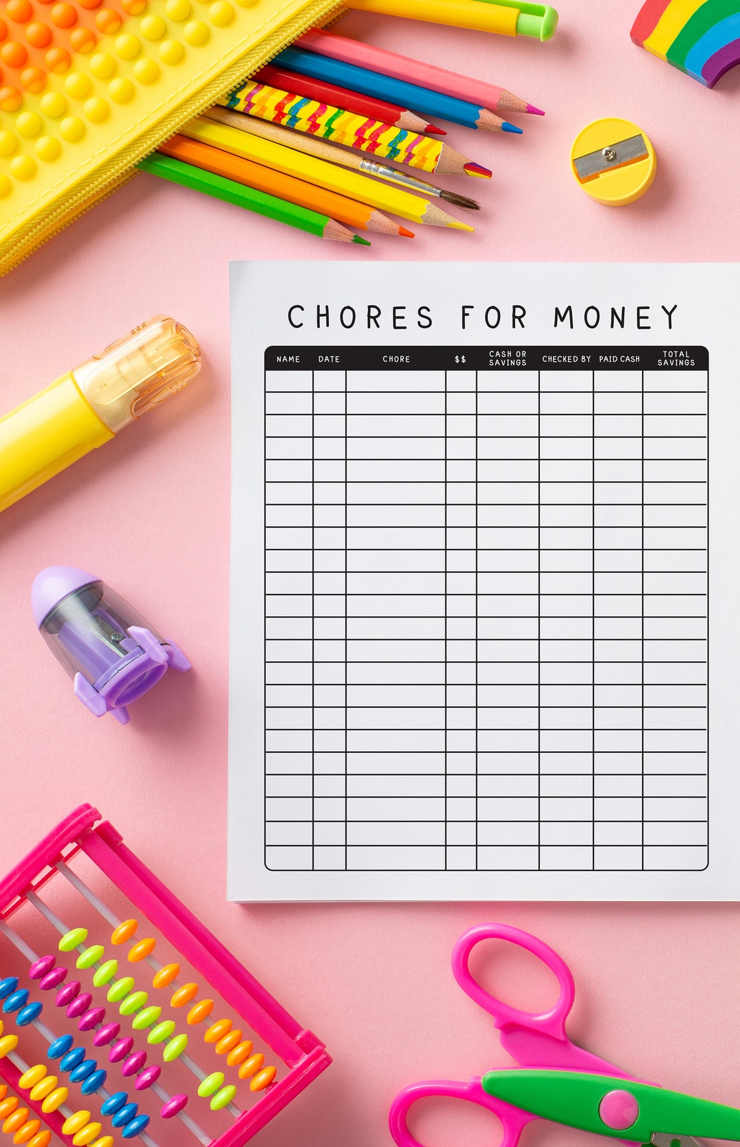 Chore Chart for Kids Printable and Allowance | Chore Chart Instant ...