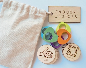 Montessori Wooden Activity Choice Tokens | Autism ADHD Screen-Free Play (6 Tokens)