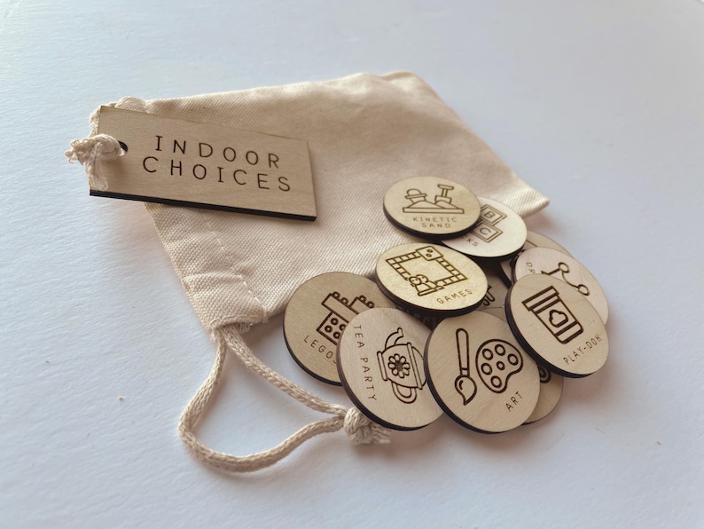 Montessori Wooden Activity Choice Tokens | Autism ADHD Screen-Free Play (6 Tokens) image 3
