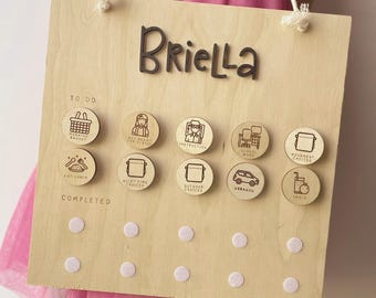 Montessori Visual Routine Board | Wooden Daily Schedule for Autism, ADHD Kids