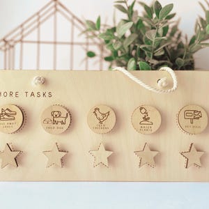 Tableau des tâches ménagères en bois Montessori : programme visuel en 5 étapes pour les enfants, autisme et TDAH, école à domicile