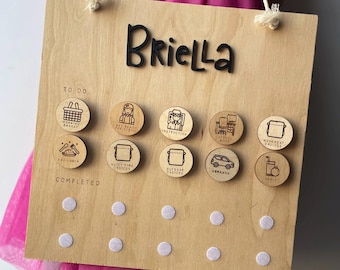 Montessori Visual Routine Board | Wooden Daily Schedule for Autism, ADHD Kids