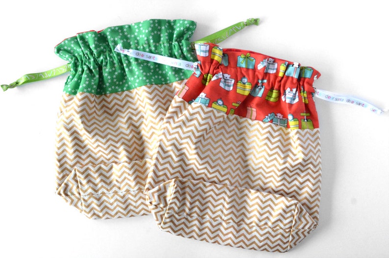 Santa Bag Fabric Drawstring Bag Drawstring Project Bag Christmas Bags for Wrapping Christmas Gift Wrap Gold Gift Bag Holiday Gift Sack
