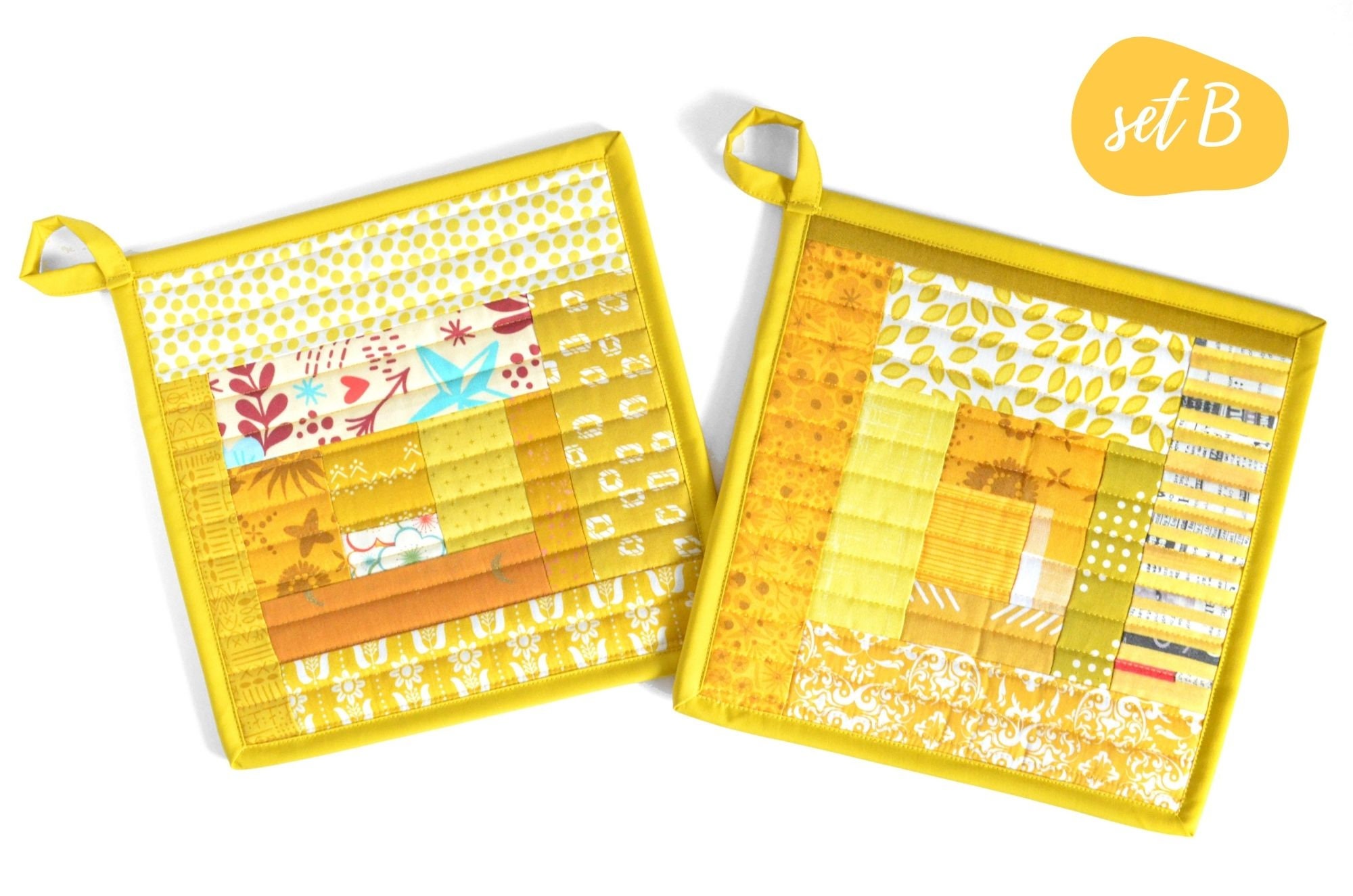 Yellow Potholder Set Kitchen Hot Pads Hostess Gift for Chef Etsy Canada