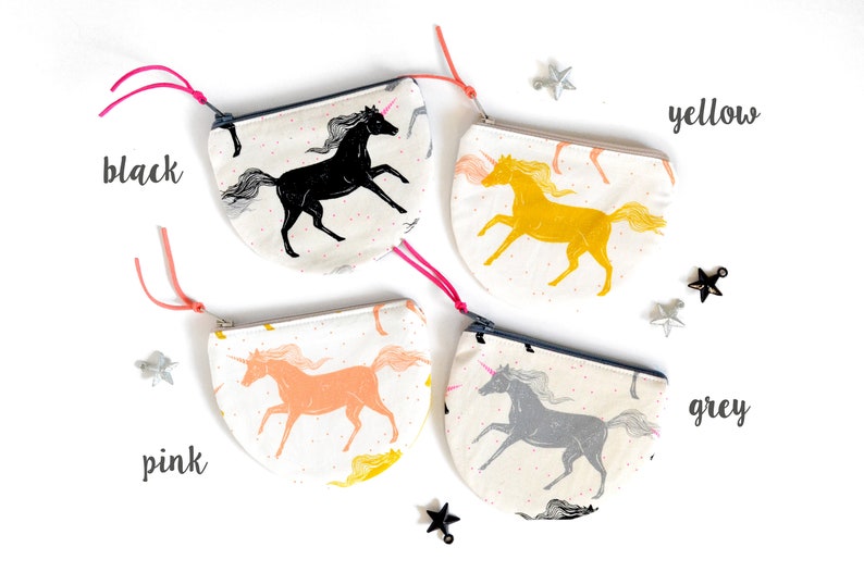 Fairytale Gift for Girls Zipper Wallet Unicorn Purse Small Coin Pouch Credit Card Organizer Round Change Purse Gift Card Wallet Under 20