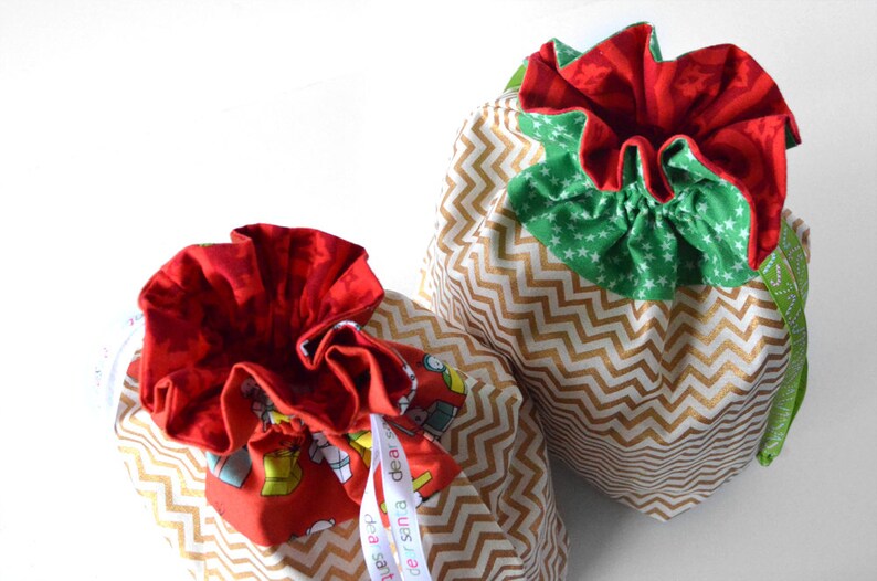 Santa Bag Fabric Drawstring Bag Drawstring Project Bag Christmas Bags for Wrapping Christmas Gift Wrap Gold Gift Bag Holiday Gift Sack