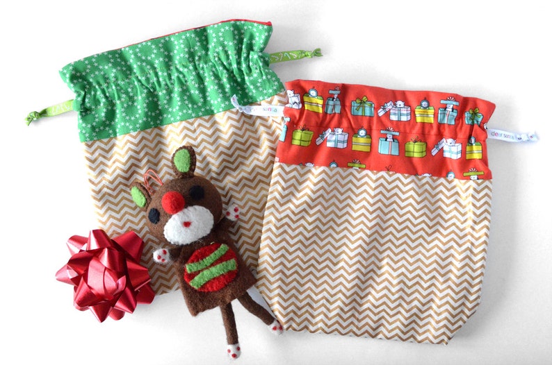 Santa Bag Fabric Drawstring Bag Drawstring Project Bag Christmas Bags for Wrapping Christmas Gift Wrap Gold Gift Bag Holiday Gift Sack