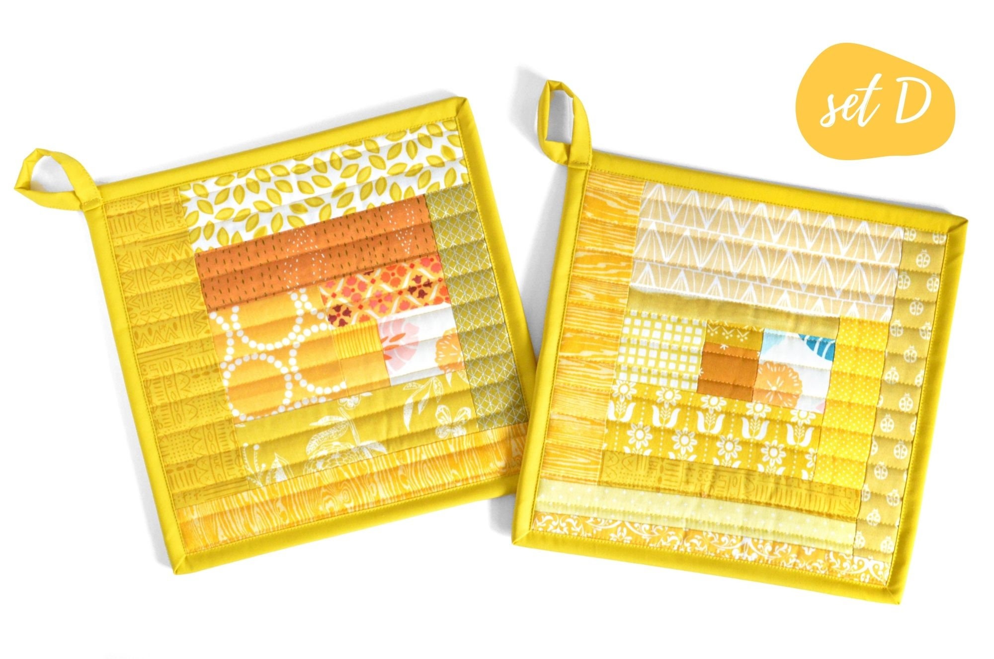 Yellow Potholder Set Kitchen Hot Pads Hostess Gift for Chef Etsy Canada
