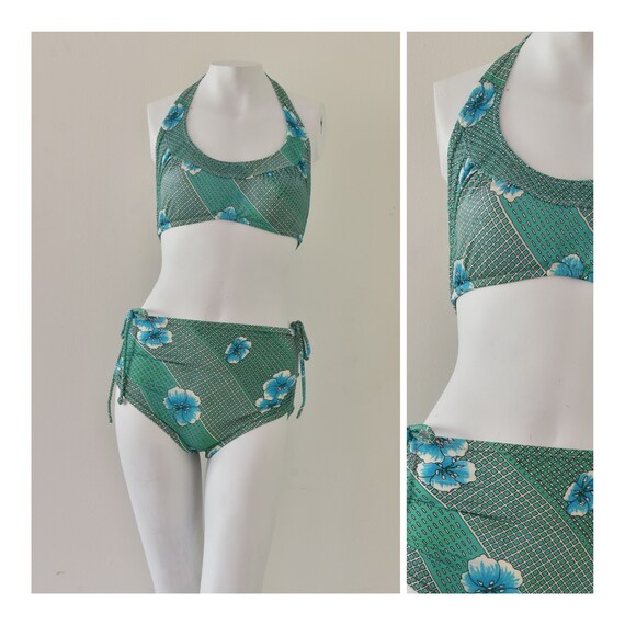 Vintage 1960s High Waisted Bikini 60s Tropical Hib